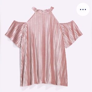 Lemon Tart Viva Cold Shoulder Women’s Crushed Velvet Blouse, Plus Size 2X